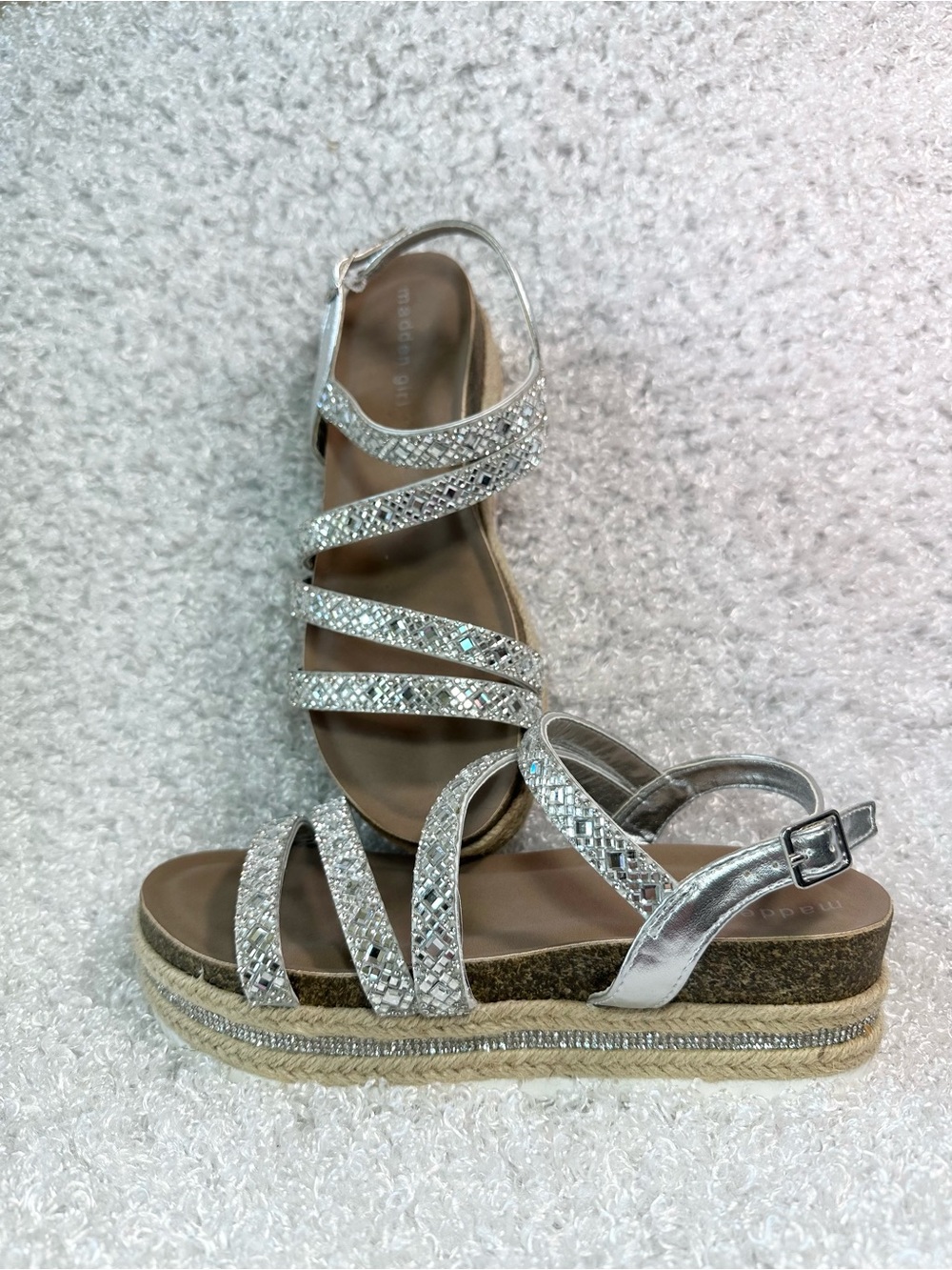 Madden Girl Women's Silver Embellished Espadrille Sandals